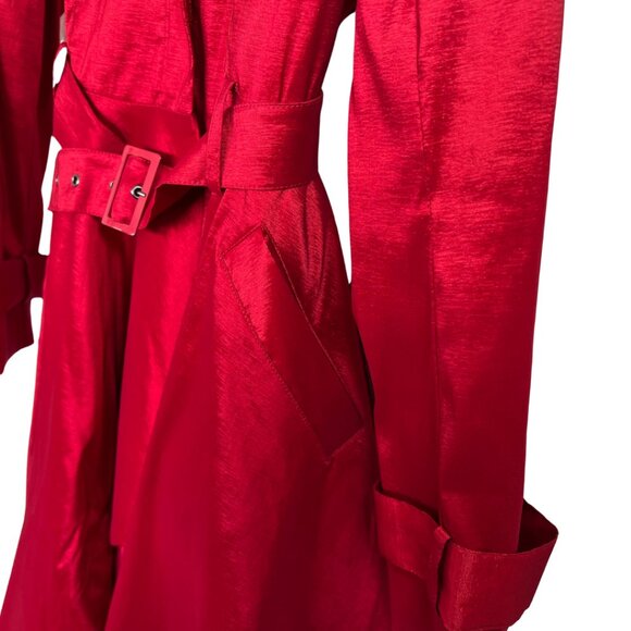 Belle Fare Elegant Red Trench Coat | Boutique - Picture 6 of 8